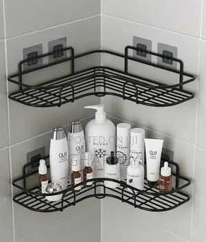 Durable Wall Mounted Bathroom Shelf Black