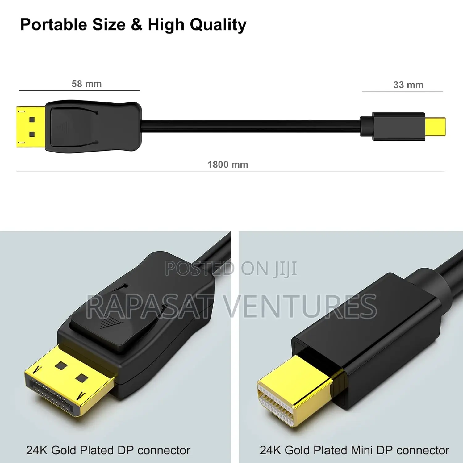 Mini DP Male (Thunderbolt) to DP Male Cable 1.8M