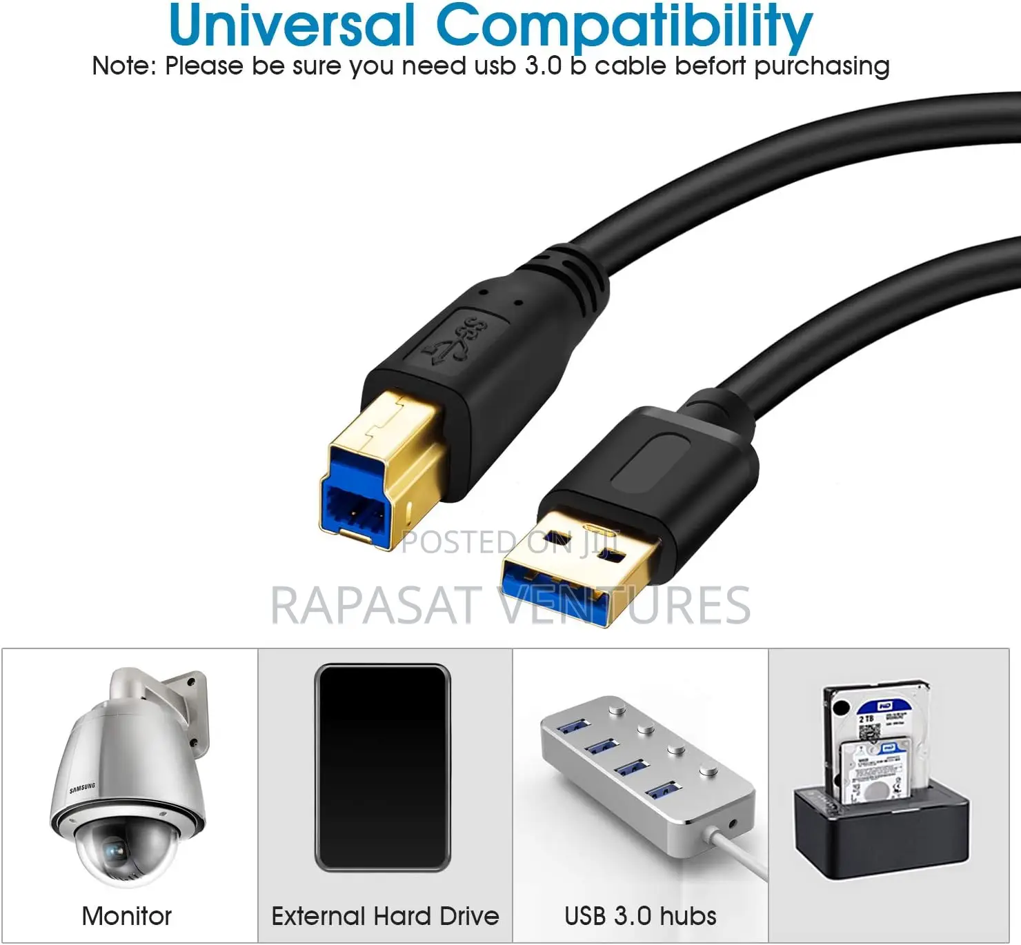 USB 3.0 a Male to B Male Cable 1.8m