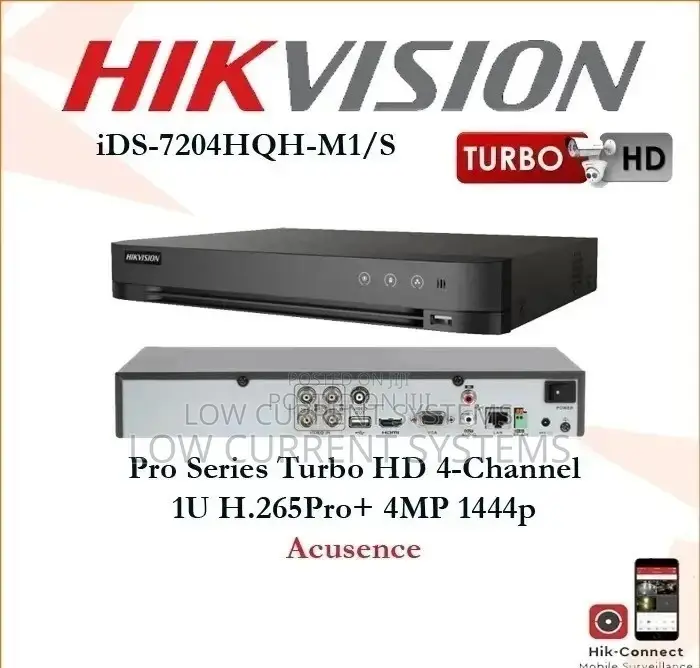 Hikvision DVR Acusence 4 Ch Audio 1444p 5m Ids-7204hqhi-M1/S