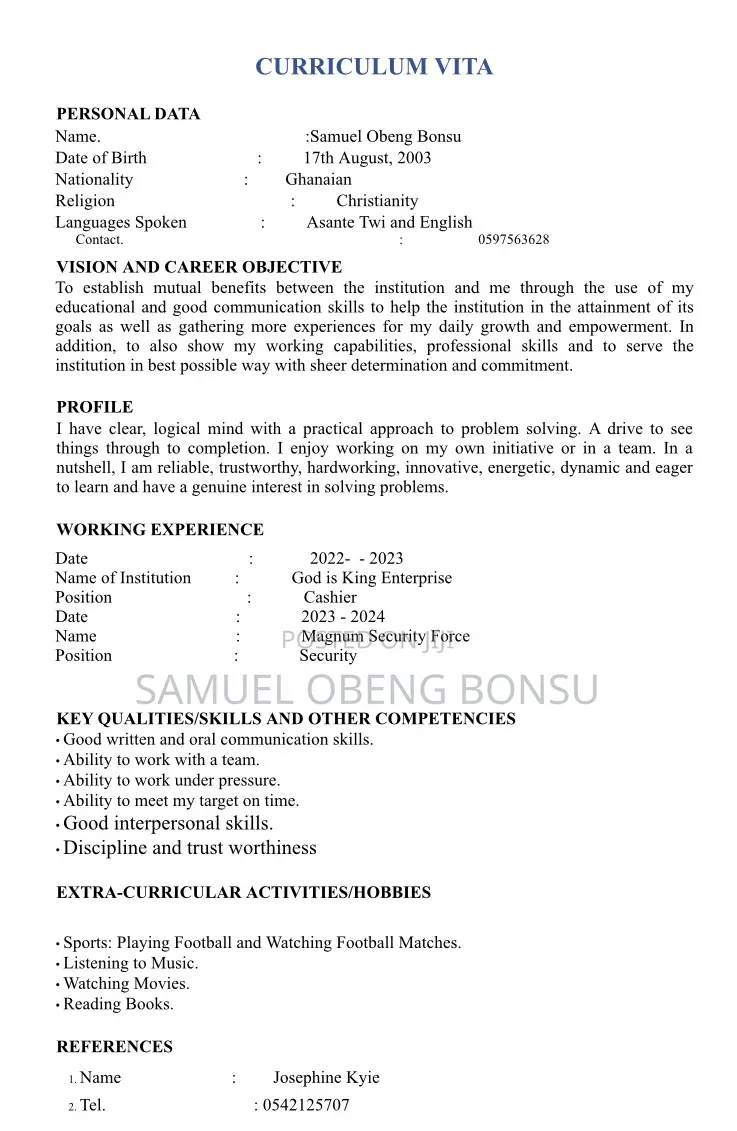 Manufacturing CV