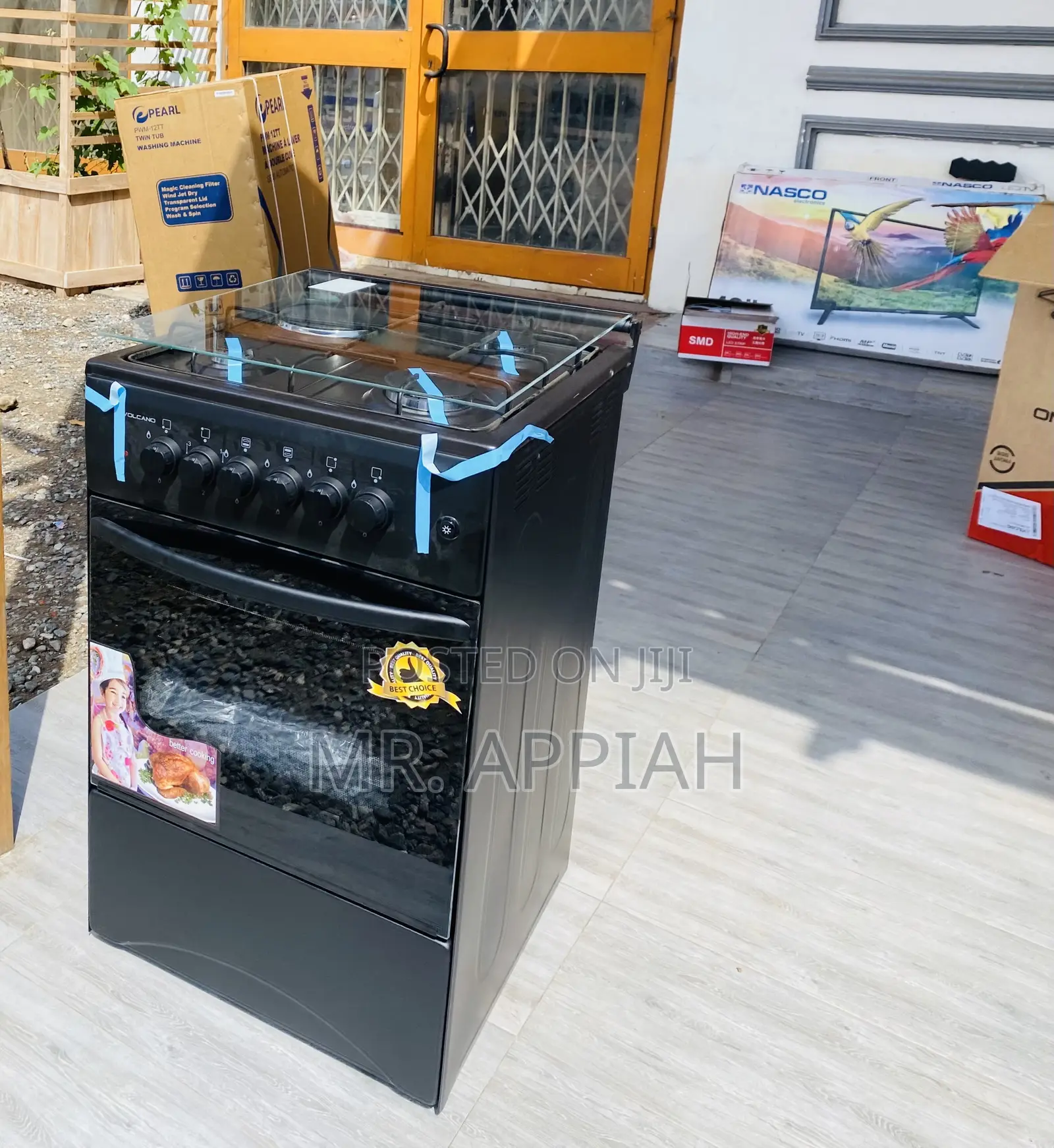 Sleek Volcano Oven Grill 3 Gas + 1 Electric Cooker(Black)