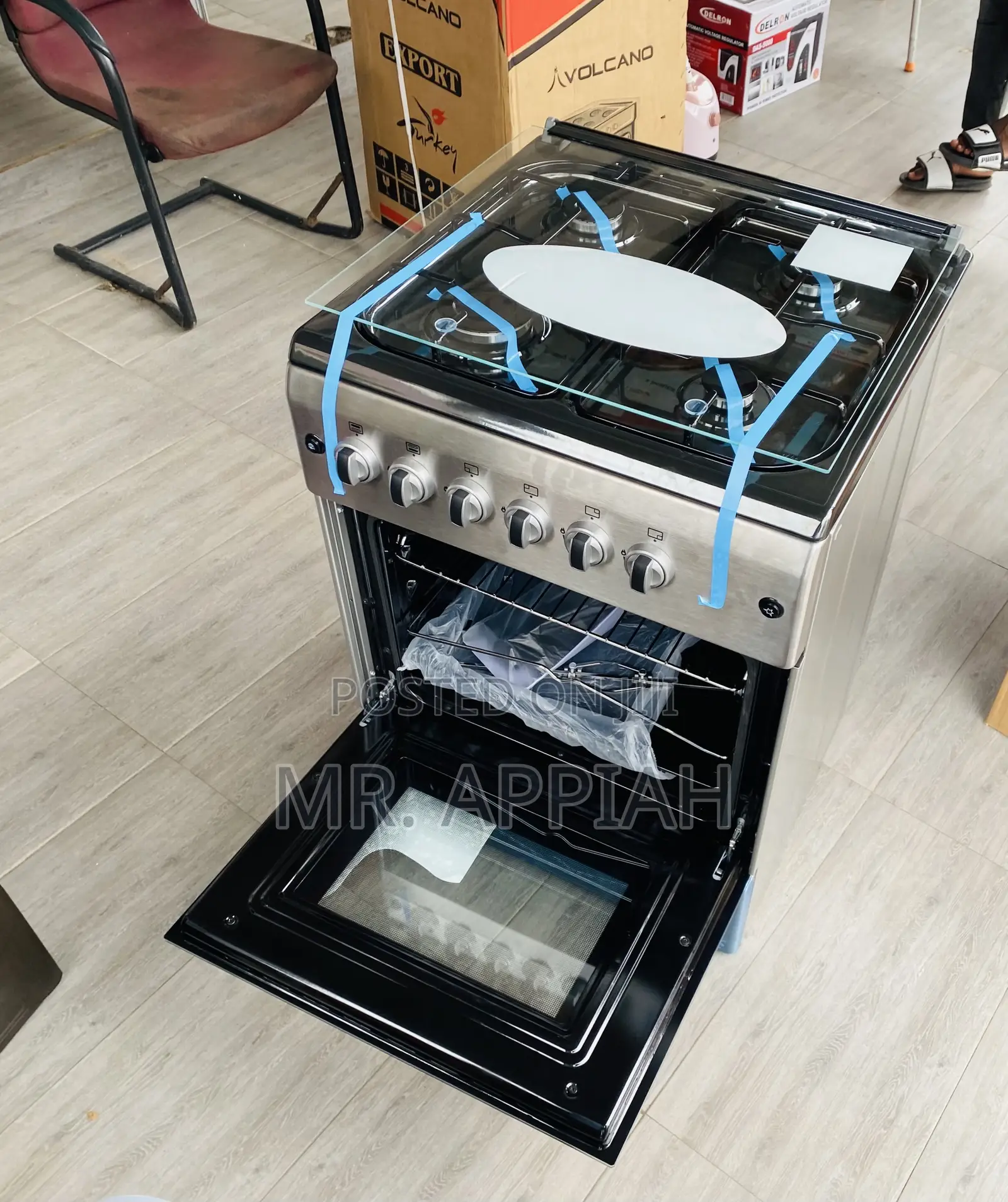 Durable Ferre 60x60 Oven Grill 4 Gas Cooker(New Line)Gray