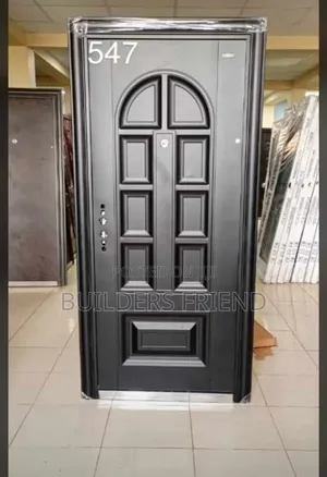 All Black Standard Entrance Steel Metal Security Door Set