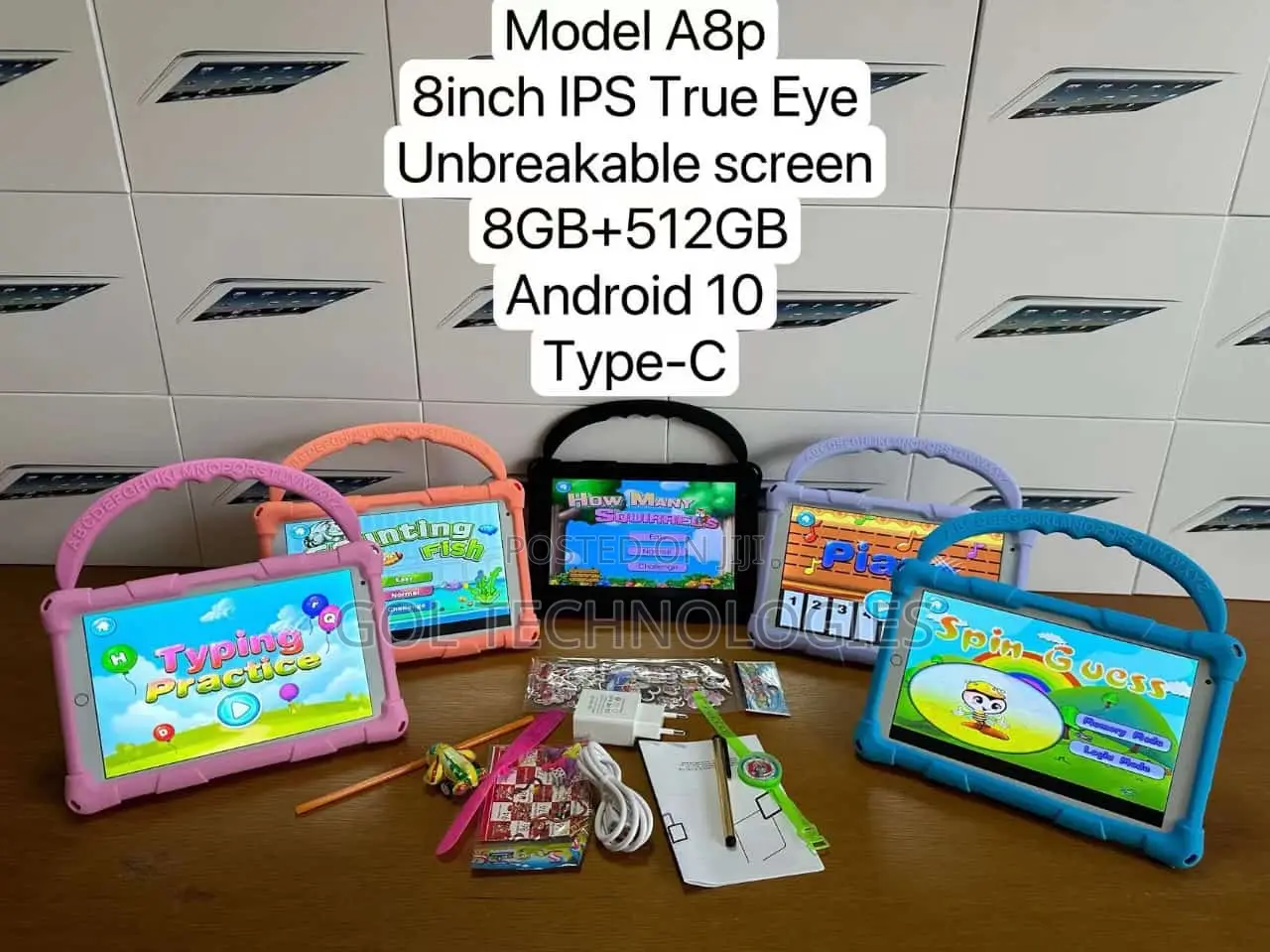 8 Inches Kids Tablet Unbreakable Touch Screen