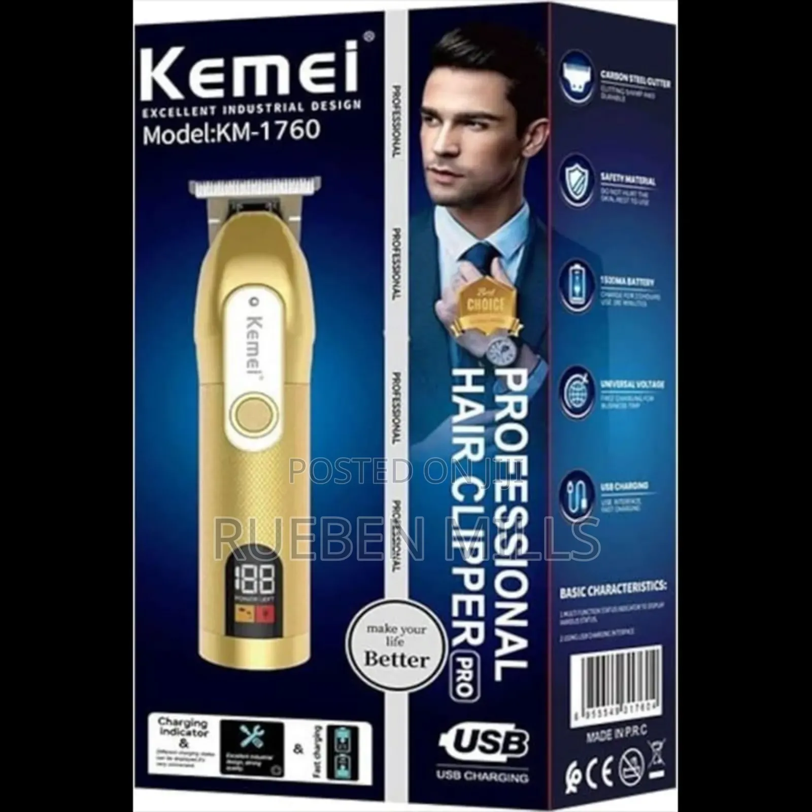 High Grade Kemei KM-1760 Cordless Beard Trimmer Machine