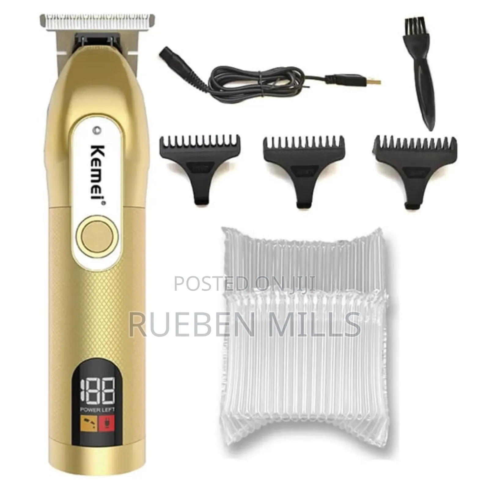 Black and Gold Kemei Clipper Barbering Machine Beard Trimmer