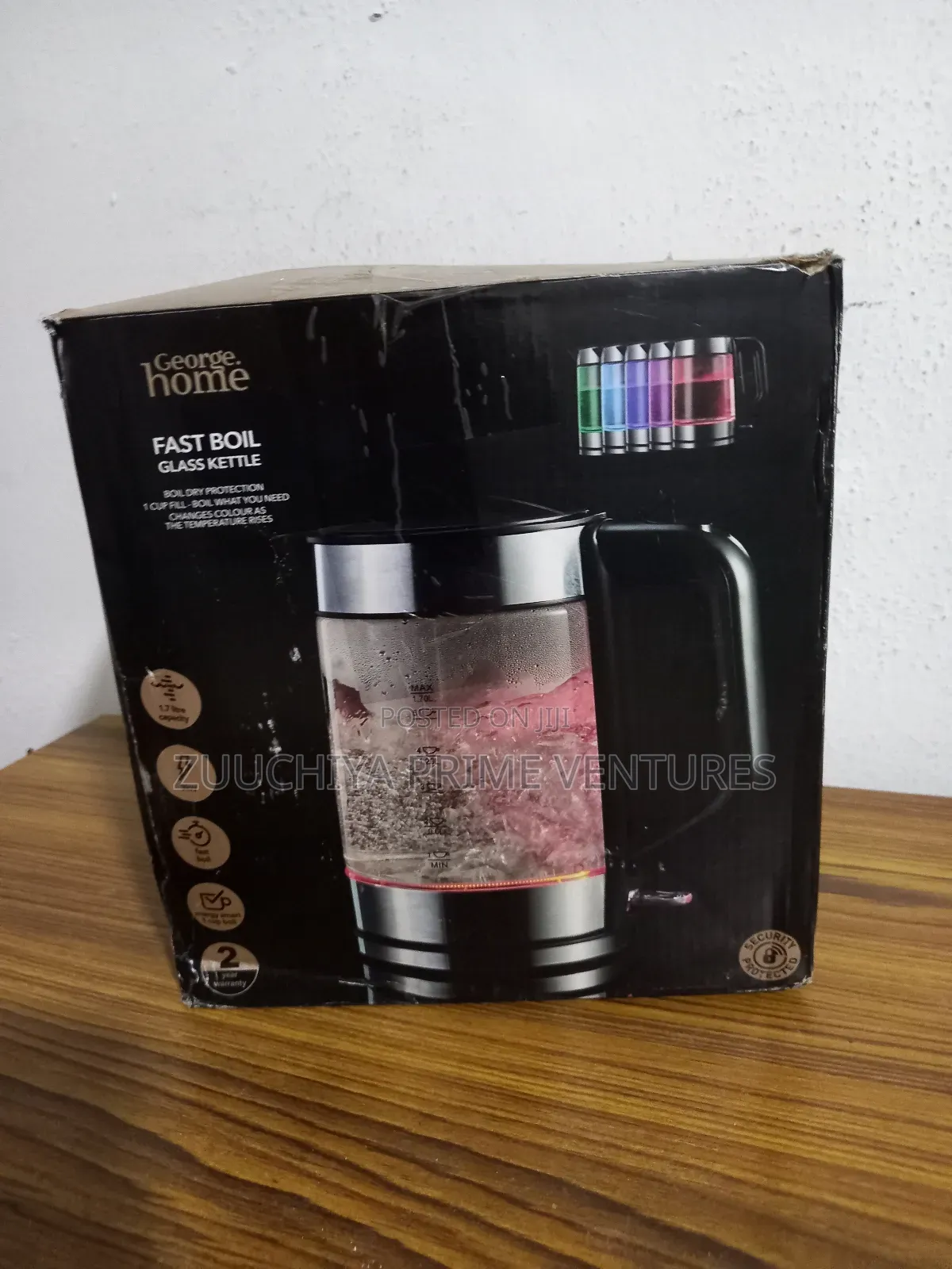 1.7l George Home Glass Colour Changing Kettle From Uk 
