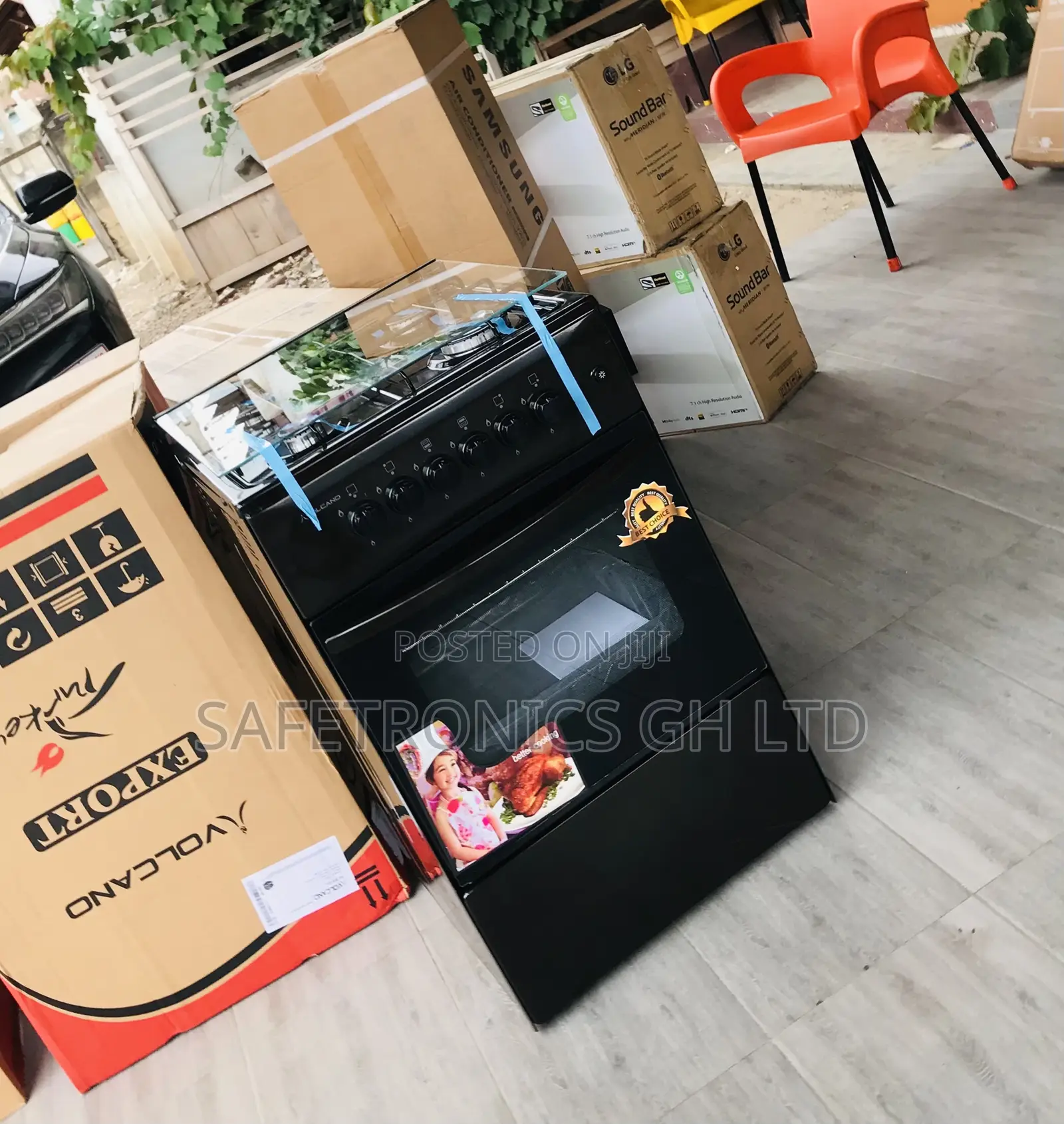 (Black) Gas 4 Burner Volcano 50/50 Oven With Gas