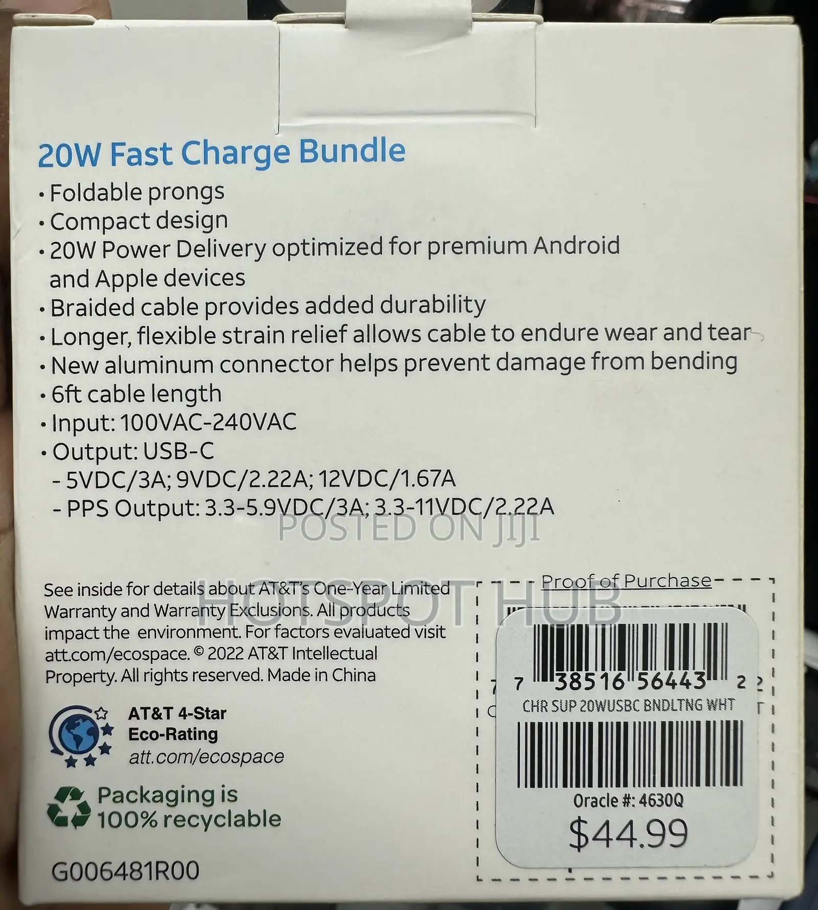 At T Fast Charge Mfi-certified 20w Usb-c Wall Charger