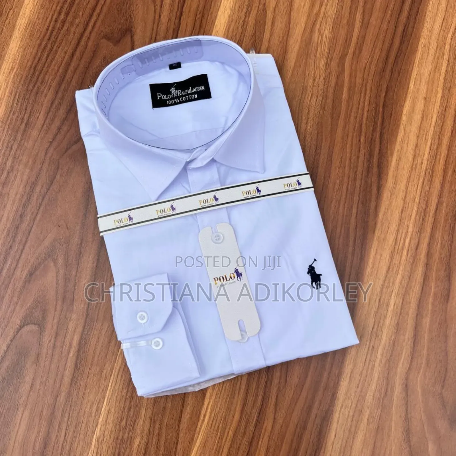 White Polo Linen Long Sleeves Shirt.