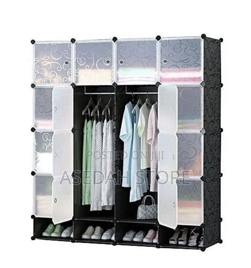 Portable Plastic Wardrobe 16 Cubes