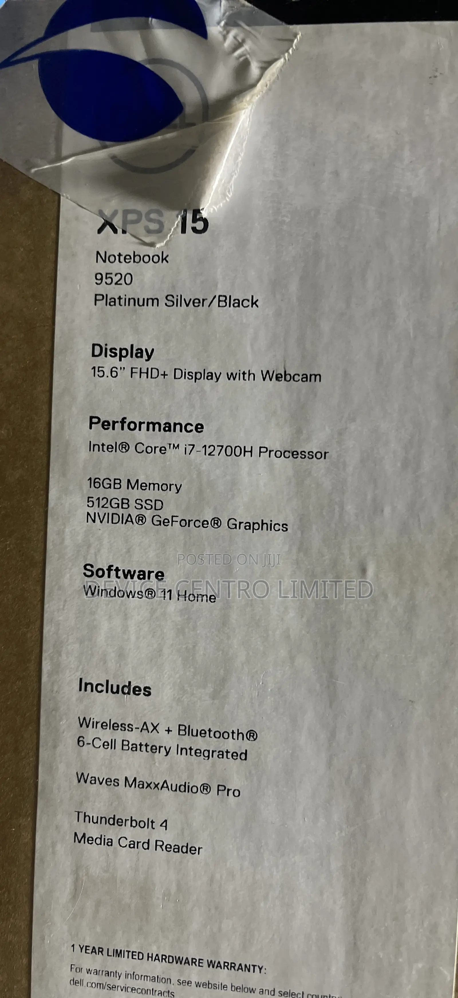 New Laptop Dell XPS 15 9530 16GB Intel Core I7 SSD 512GB