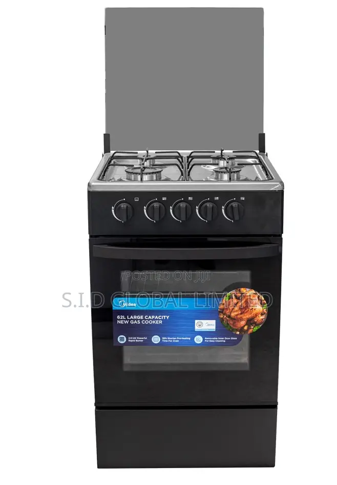 Authentic MIDEA-4-BURNER-GAS-COOKER-BLACK-MIRROR-SP5055T082