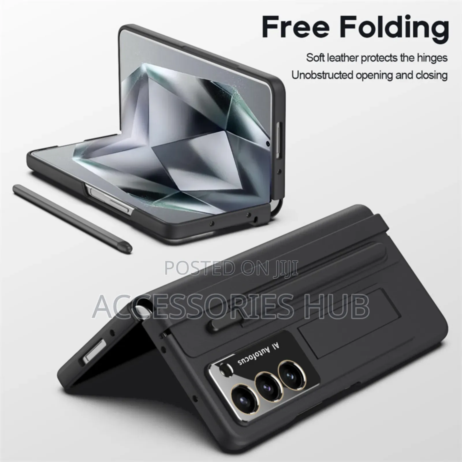 Z Fold 6 Case With Leather Hinge Protection and a Pen Holder in East