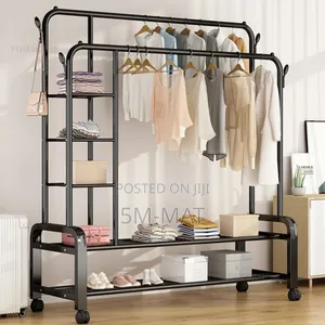Photo - Double Cloth Rack With Shelves