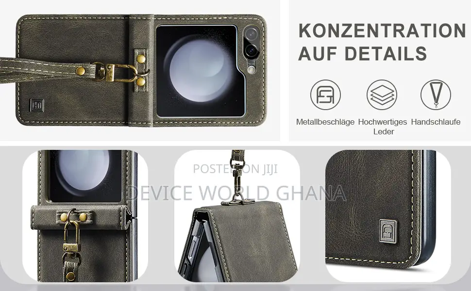 Autspace Leather Case for Samsung Z Flip 7, Z Flip 6 and 5