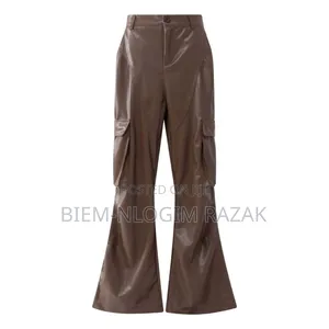 High Quality Leather Baggy Cargo Pants Available in Stock