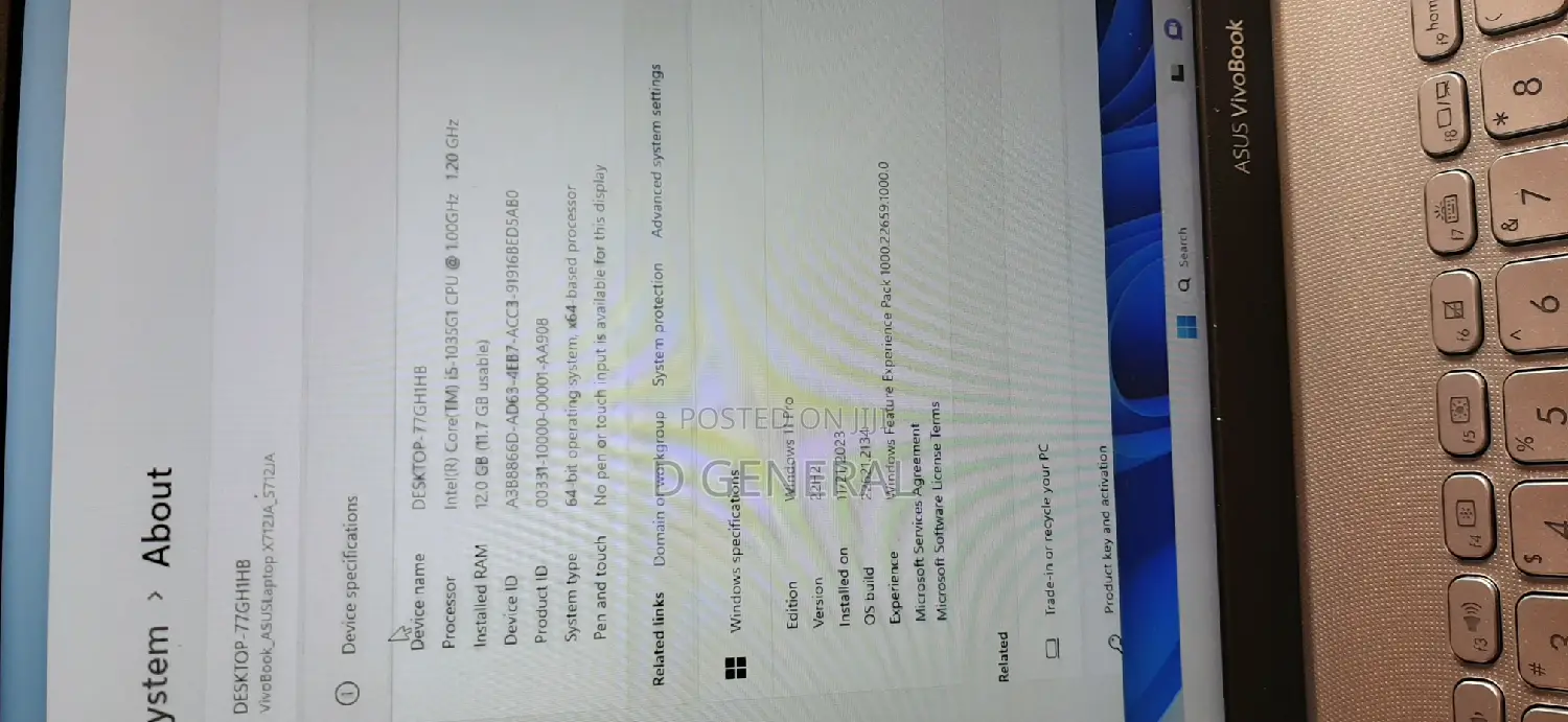 Laptop Asus VivoBook Pro 17 N705UN 12GB Intel Core I5 eMMC 128GB