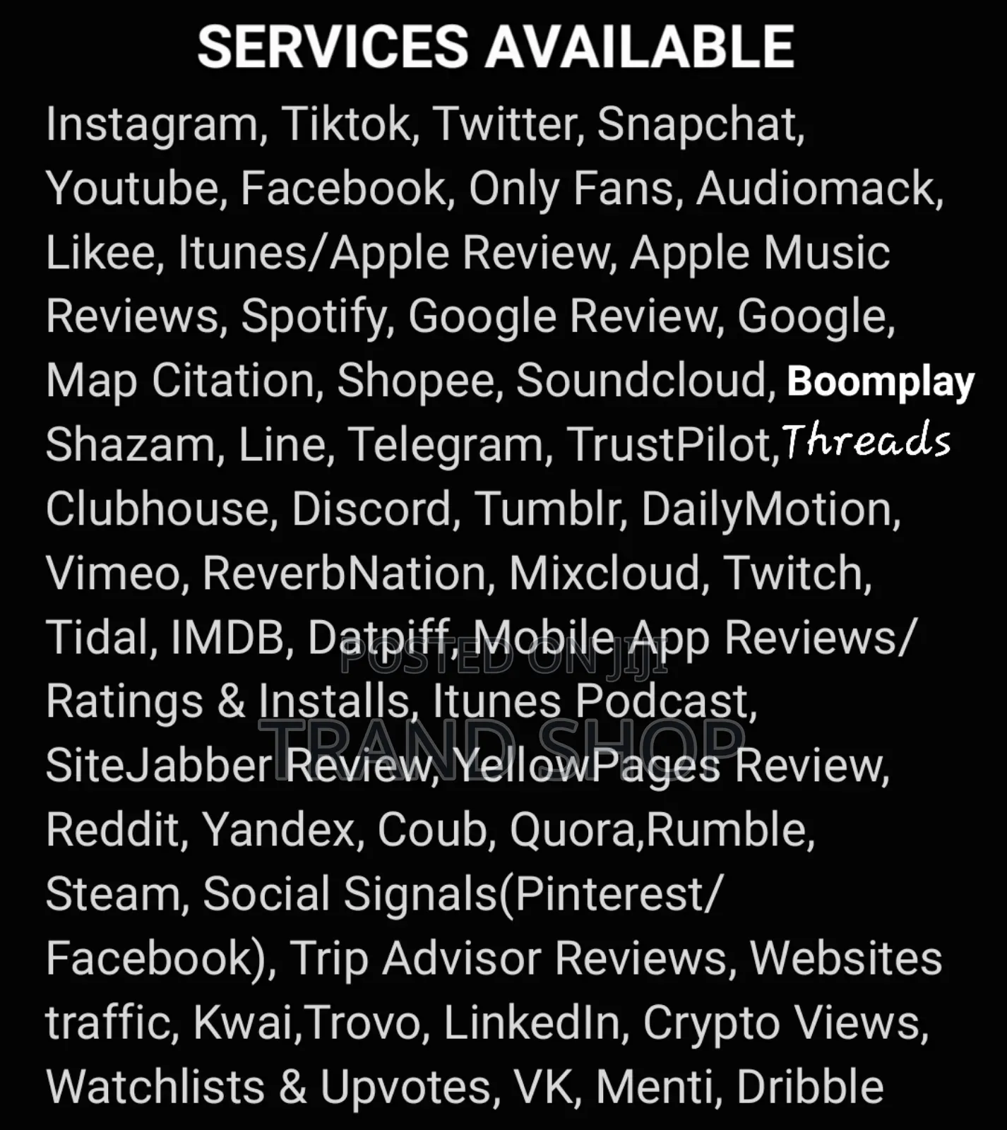 Trands Music Promo Services (Audiomack,Boomplay,Apple Music)