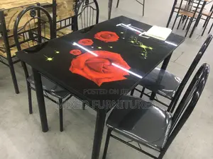 Dining Table With 4 Chairs (Red Flower)