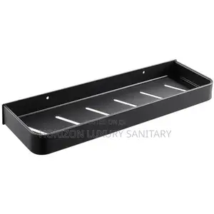 50cm Black Bathroom Storage Shelf Wall Mounted.