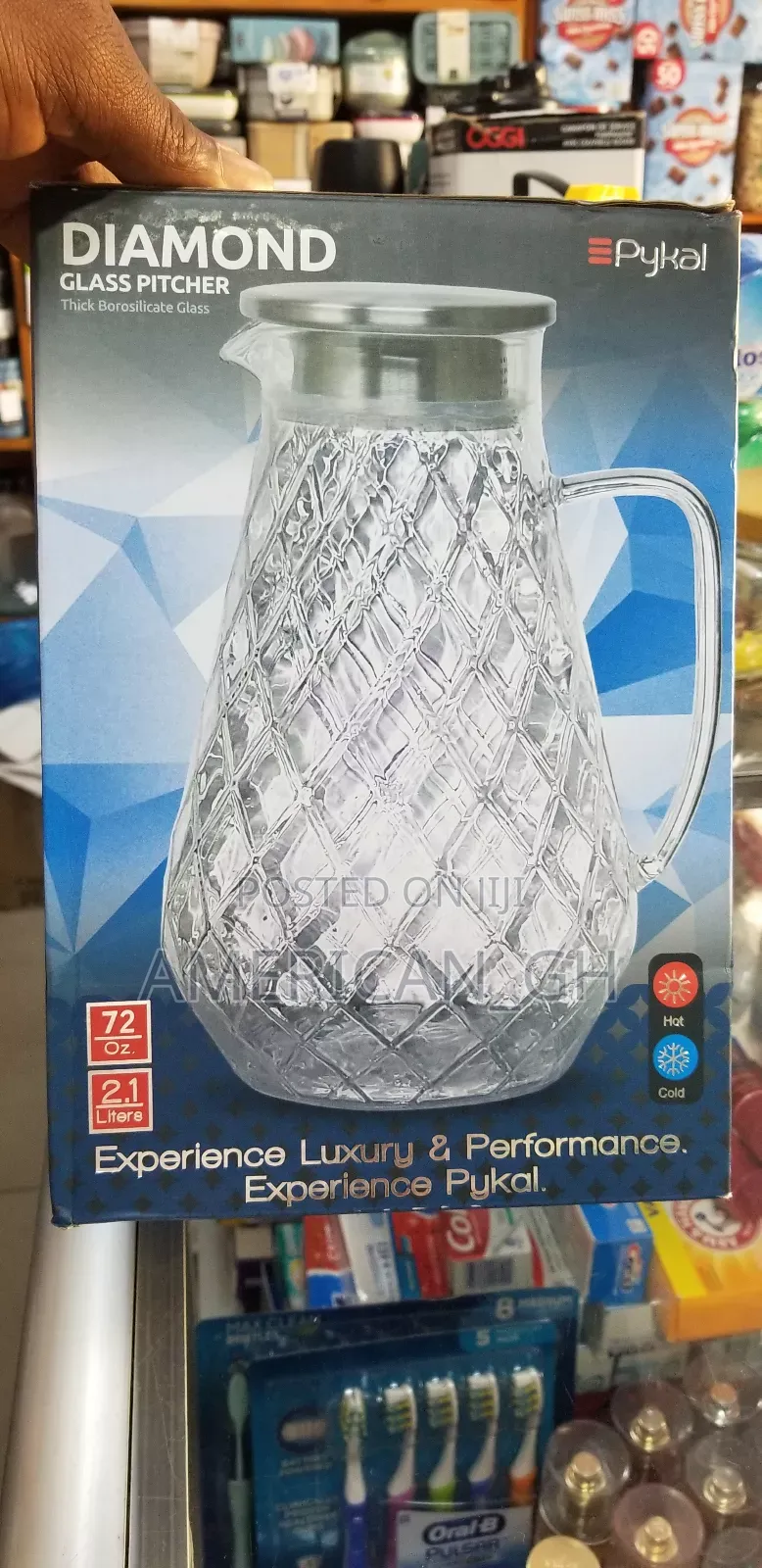 Diamond Glass Pitcher Hot and Cold, 2.1L