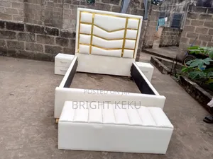 Double Bed Frame With Side Drawers and Ottoman