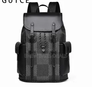 Original Pure Leather Lv Black Durable Two Strap Backpack