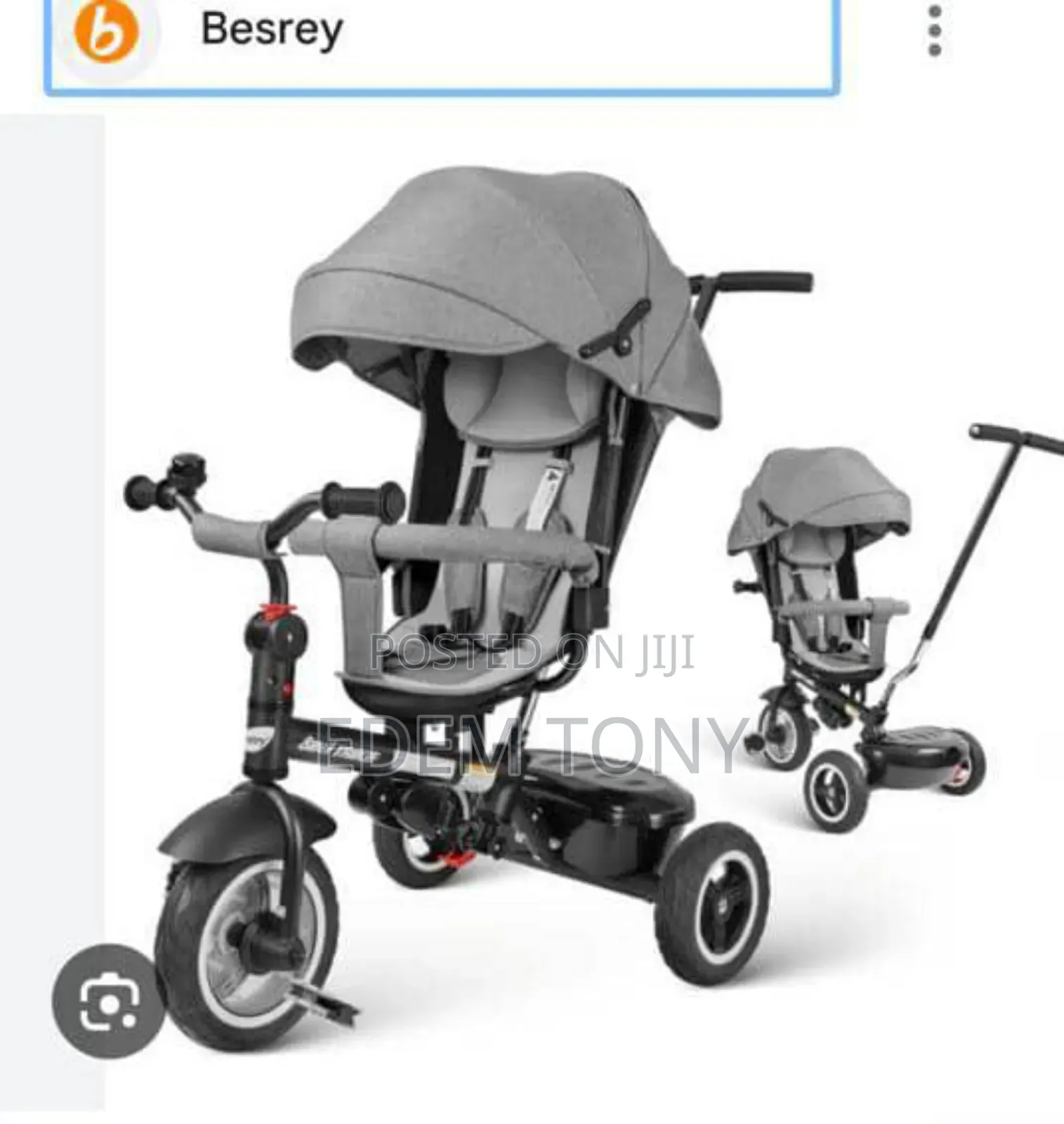 Besrey 8 in 1 Kids Tricycle Stroller, With Push Handle.