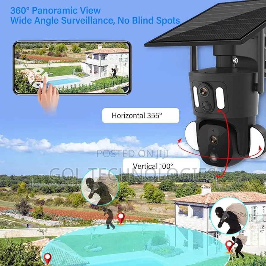 4g Solar PTZ Camera Dual Lens Hd 4mp+4mp Double Lens