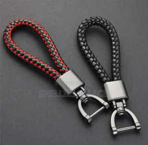 Photo - High-end Hand Woven Leather Car Keychain Chain 360 Degree