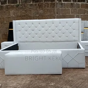 Queen Size Bed Frame With Side Drawers and Ottoman