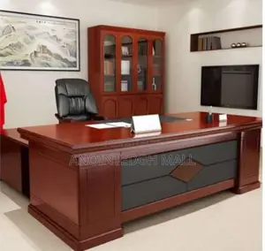 L-Shape Executive Office Desk 1.6m - Coffee Brown
