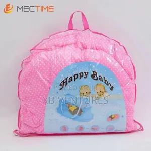 Baby Folding Mosquito Net Bed With Cotton Mat Pillow- Blue
