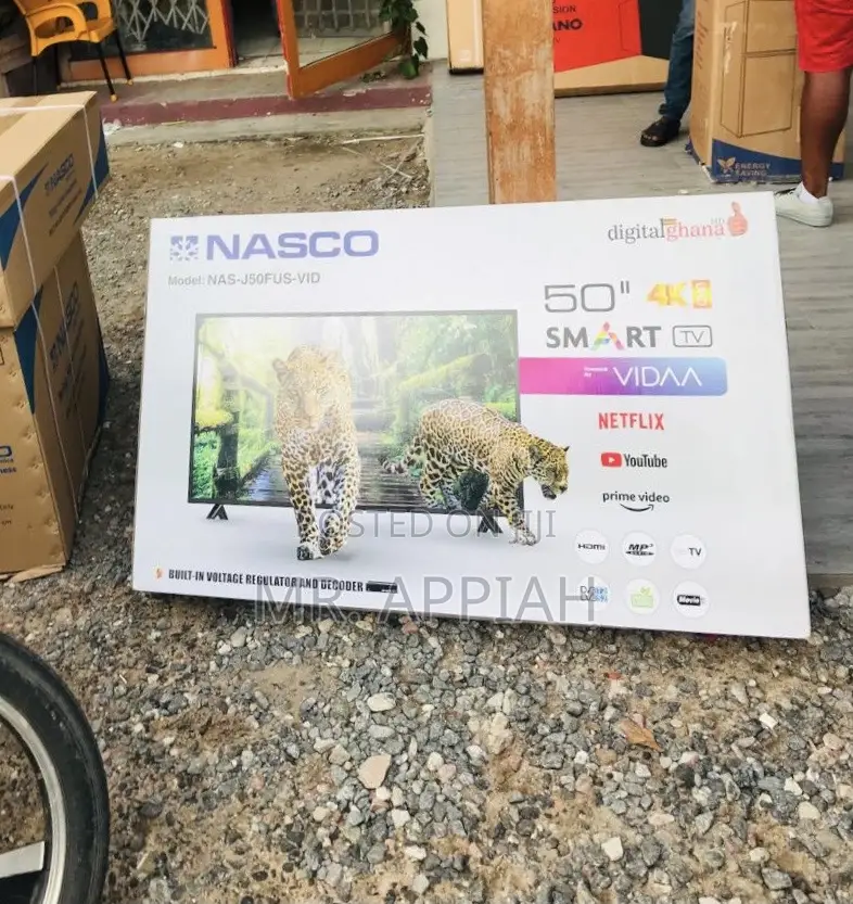 Nasco 50inch Uhd Digital Satellite Smart Television,Black