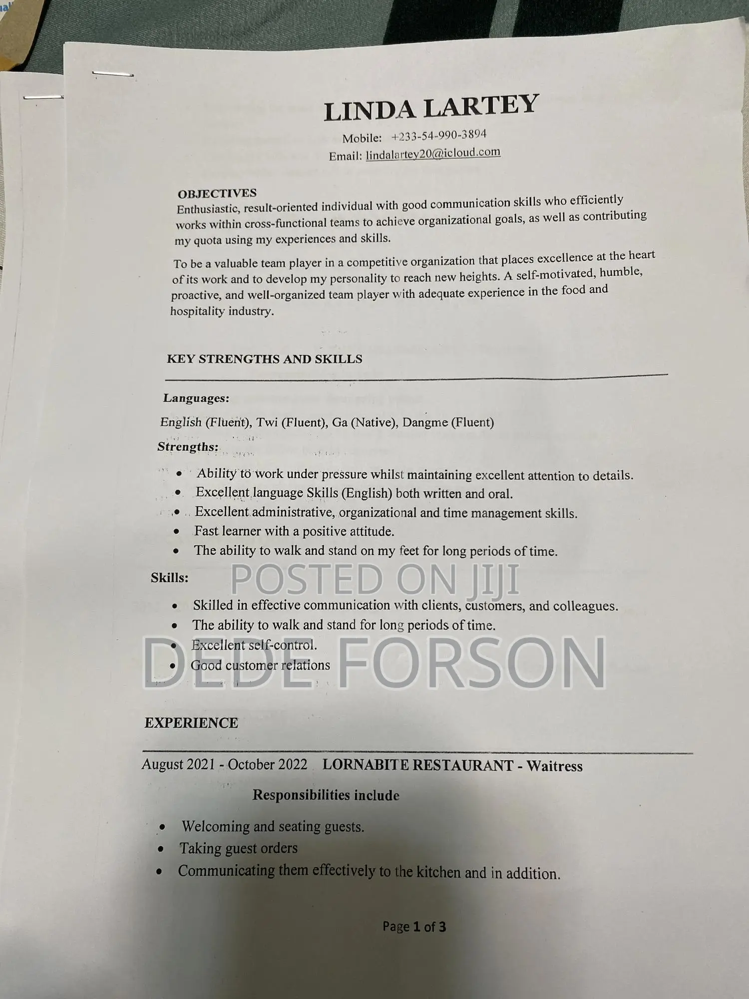 Manufacturing CV