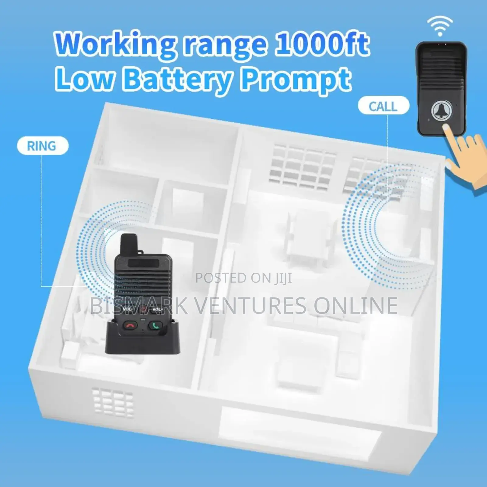 1000ft Range Two Way Intercom Audio Wireless Doorbell