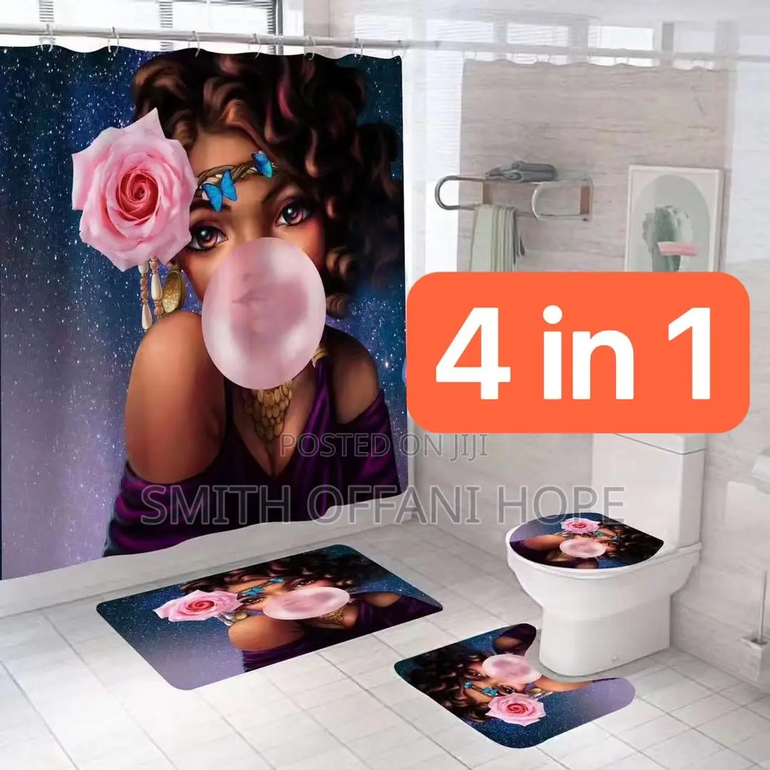 Original 3 Set Bathroom Mats +Shower Curtains(In Diff Colors