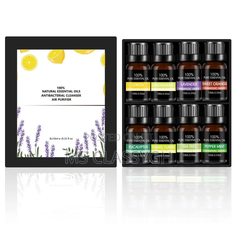 8pcs Aromatherapy Essential Oil Set Lavender Rose Pla