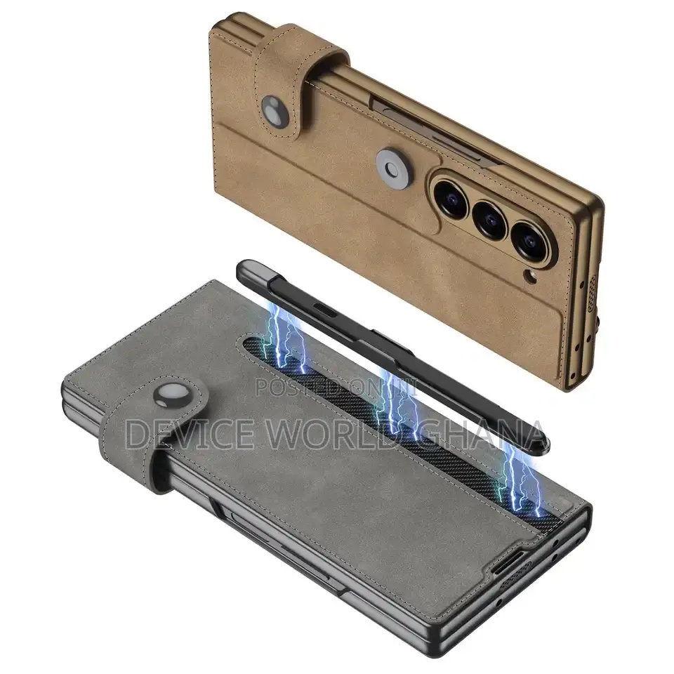 Nuback Leather Flip Case for Samsung Z Fold 6 With Pen Slot
