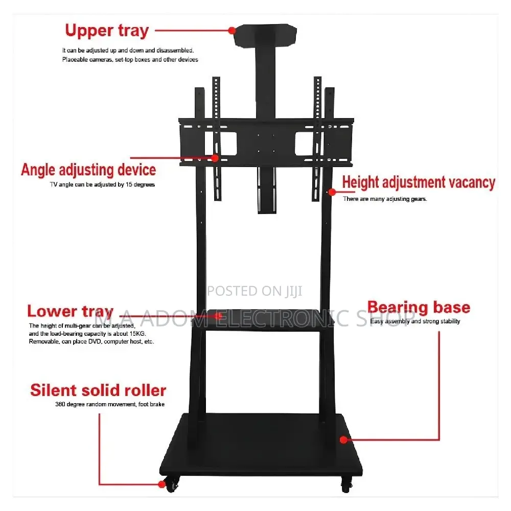 Floor Standing Mobile Tv Stand With Wheels 60”-100”