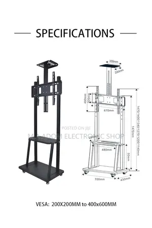 Floor Standing Mobile Tv Stand With Wheels 60”-100”