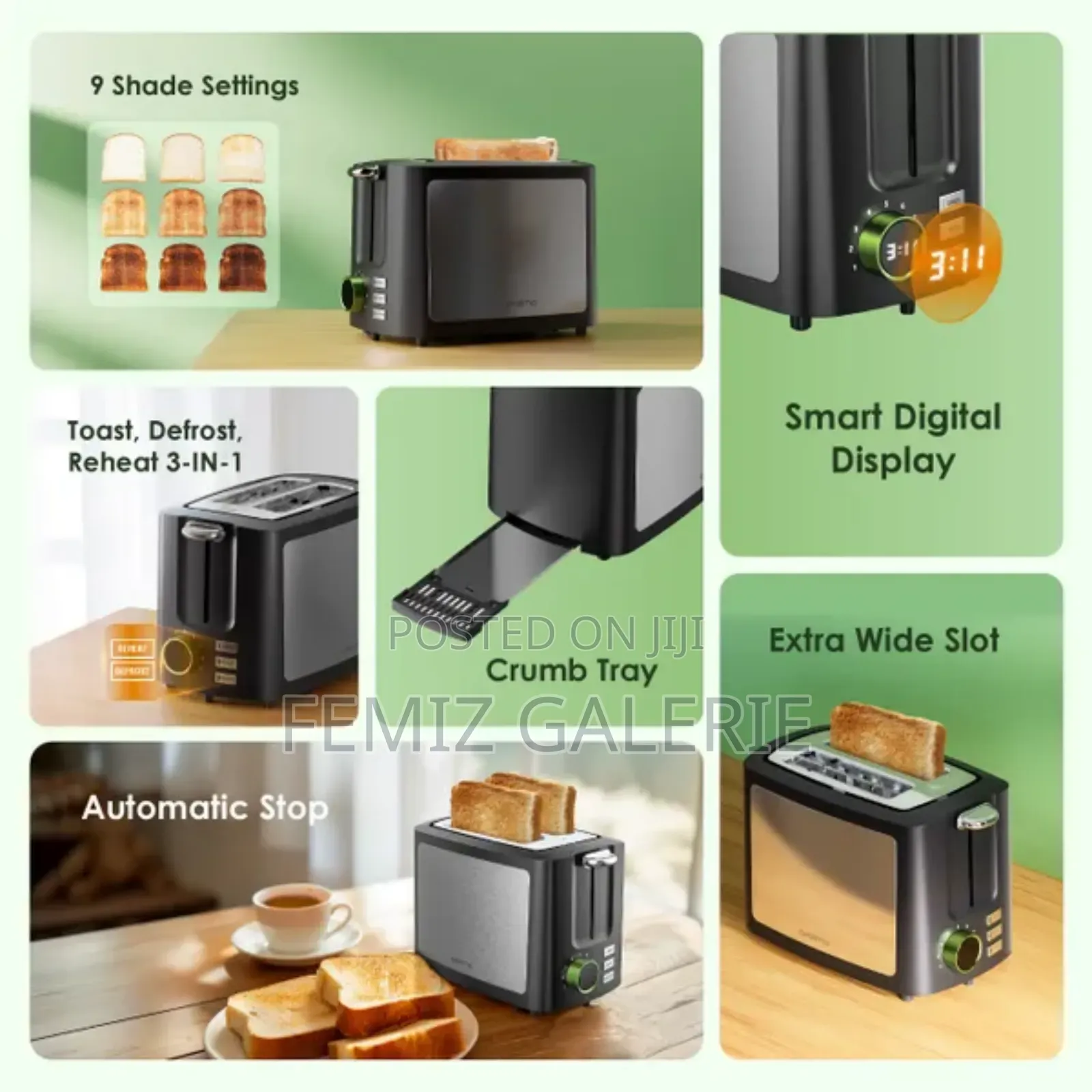 Oraimo Smart Toaster 950w 9-Shade 3-in-1 Toaster