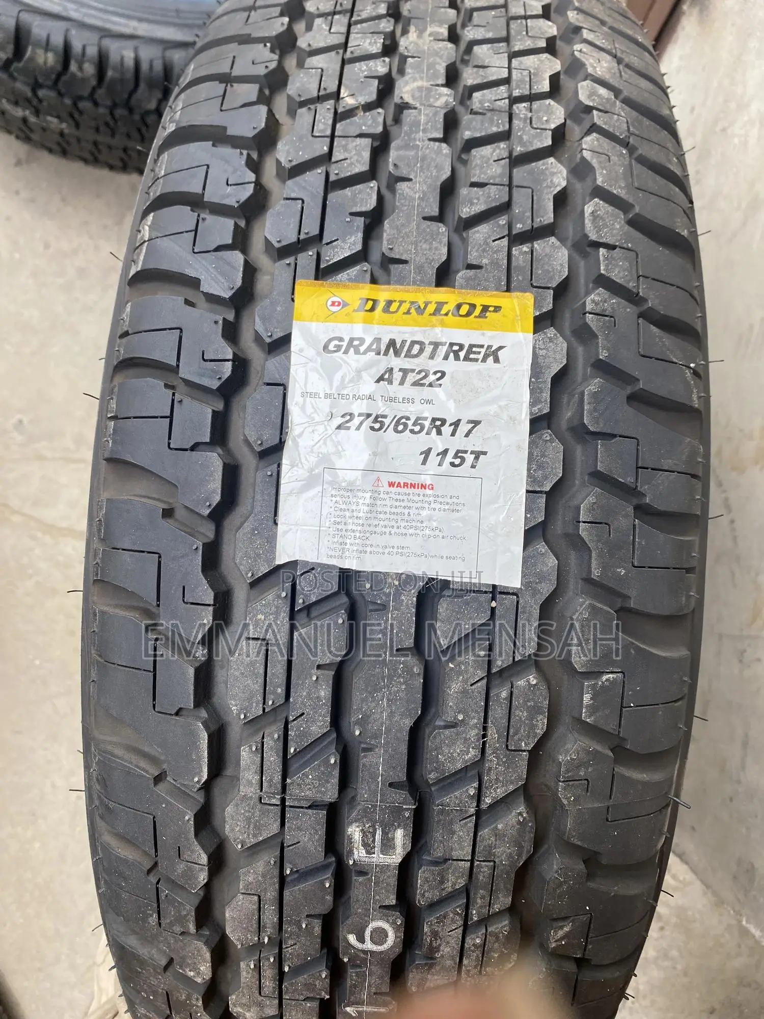 275/65r17 Dunlop Grandtrek at 22