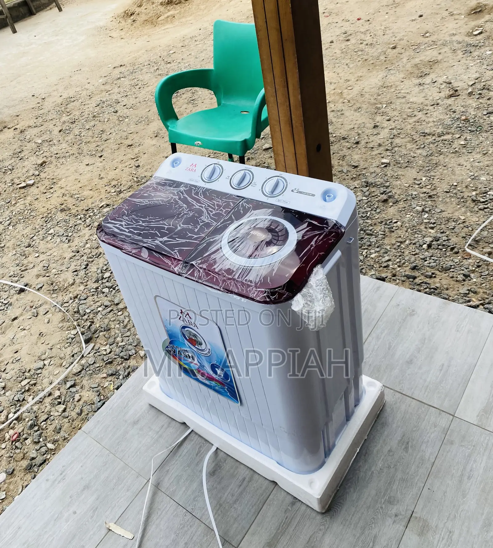 Sleek Zara 5kg Spin/Dry Electric Washing Machine(White).