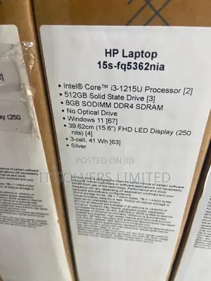 New Laptop HP 15S 8GB Intel Core i3 SSD 512GB