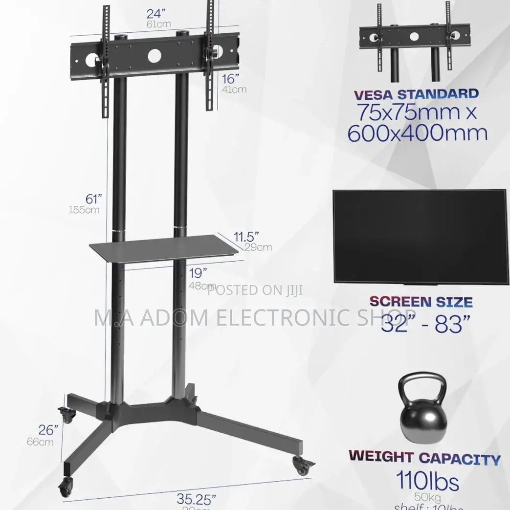 Quality Mobile Tv Trolley Suitable for Tv Between 32”-70”.