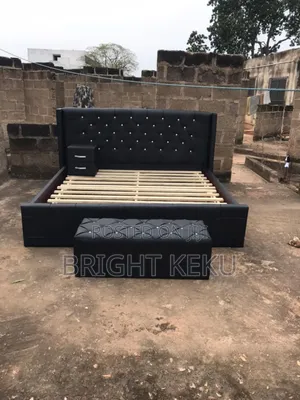 Queen Size Bed Frame With Side Drawers and Ottoman