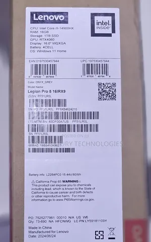 New Laptop Lenovo Legion 5 16GB Intel Core I9 SSD 1T